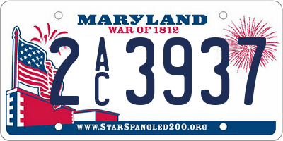 MD license plate 2AC3937