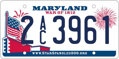 MD license plate 2AC3961