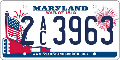 MD license plate 2AC3963