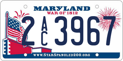 MD license plate 2AC3967