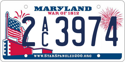 MD license plate 2AC3974