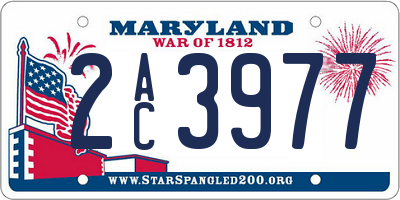 MD license plate 2AC3977