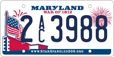 MD license plate 2AC3988