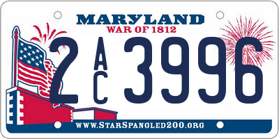 MD license plate 2AC3996