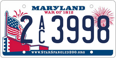 MD license plate 2AC3998