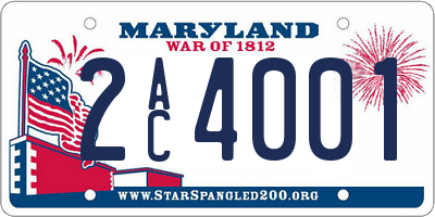 MD license plate 2AC4001