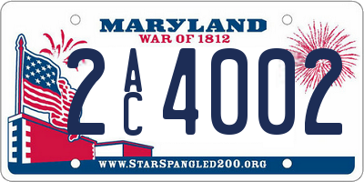 MD license plate 2AC4002