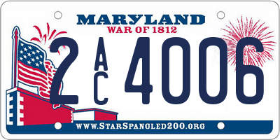 MD license plate 2AC4006