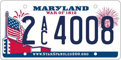 MD license plate 2AC4008