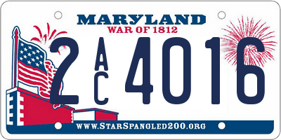 MD license plate 2AC4016