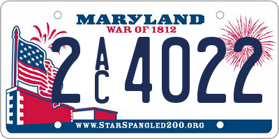MD license plate 2AC4022