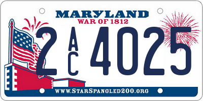 MD license plate 2AC4025