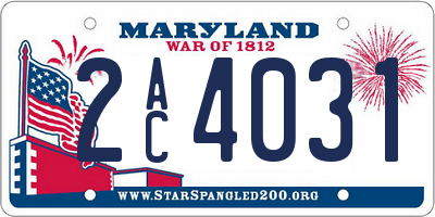 MD license plate 2AC4031