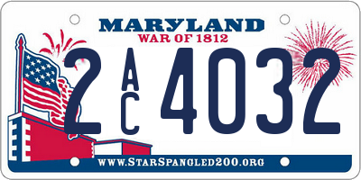 MD license plate 2AC4032