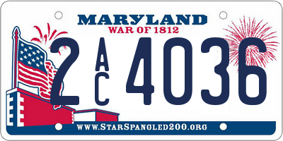 MD license plate 2AC4036