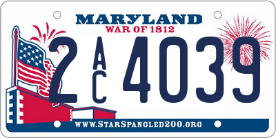 MD license plate 2AC4039
