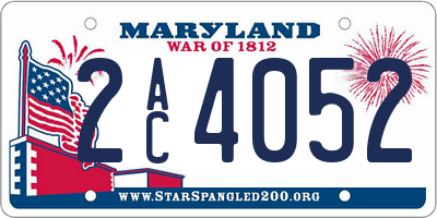 MD license plate 2AC4052