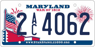 MD license plate 2AC4062