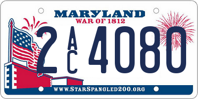 MD license plate 2AC4080