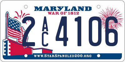 MD license plate 2AC4106