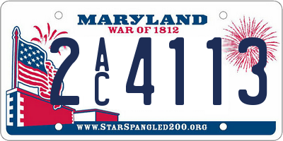 MD license plate 2AC4113