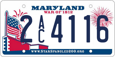 MD license plate 2AC4116
