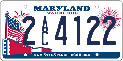 MD license plate 2AC4122