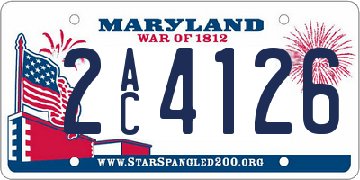 MD license plate 2AC4126
