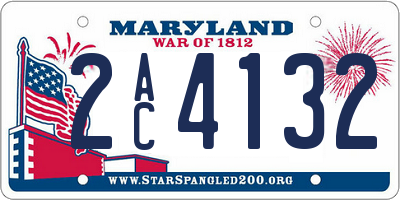 MD license plate 2AC4132