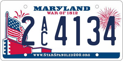MD license plate 2AC4134