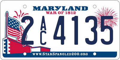 MD license plate 2AC4135