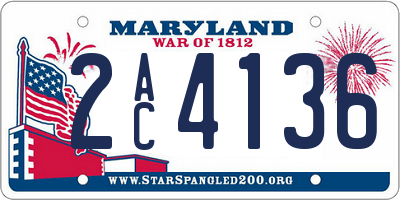MD license plate 2AC4136