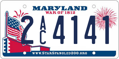 MD license plate 2AC4141