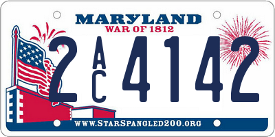 MD license plate 2AC4142