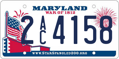 MD license plate 2AC4158