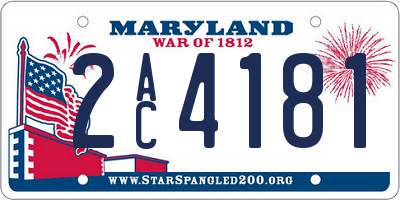 MD license plate 2AC4181