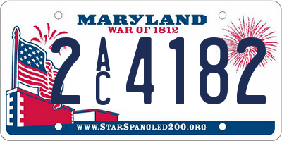 MD license plate 2AC4182