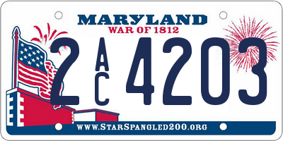 MD license plate 2AC4203