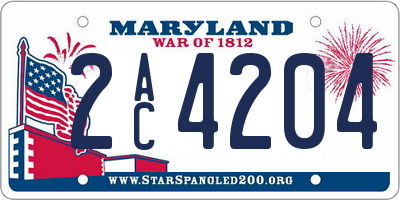 MD license plate 2AC4204