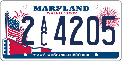 MD license plate 2AC4205