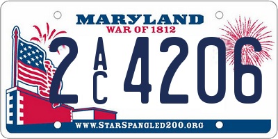 MD license plate 2AC4206