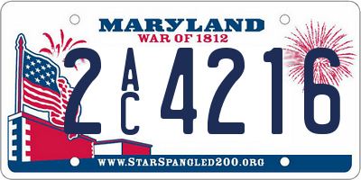MD license plate 2AC4216