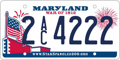 MD license plate 2AC4222