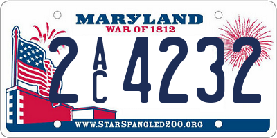 MD license plate 2AC4232