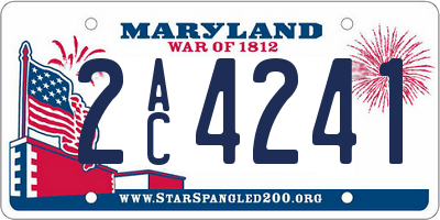 MD license plate 2AC4241