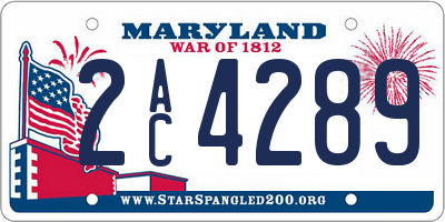 MD license plate 2AC4289