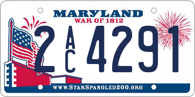 MD license plate 2AC4291