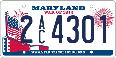 MD license plate 2AC4301