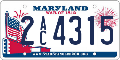 MD license plate 2AC4315