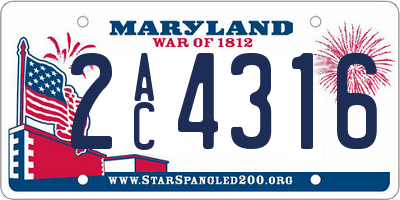 MD license plate 2AC4316